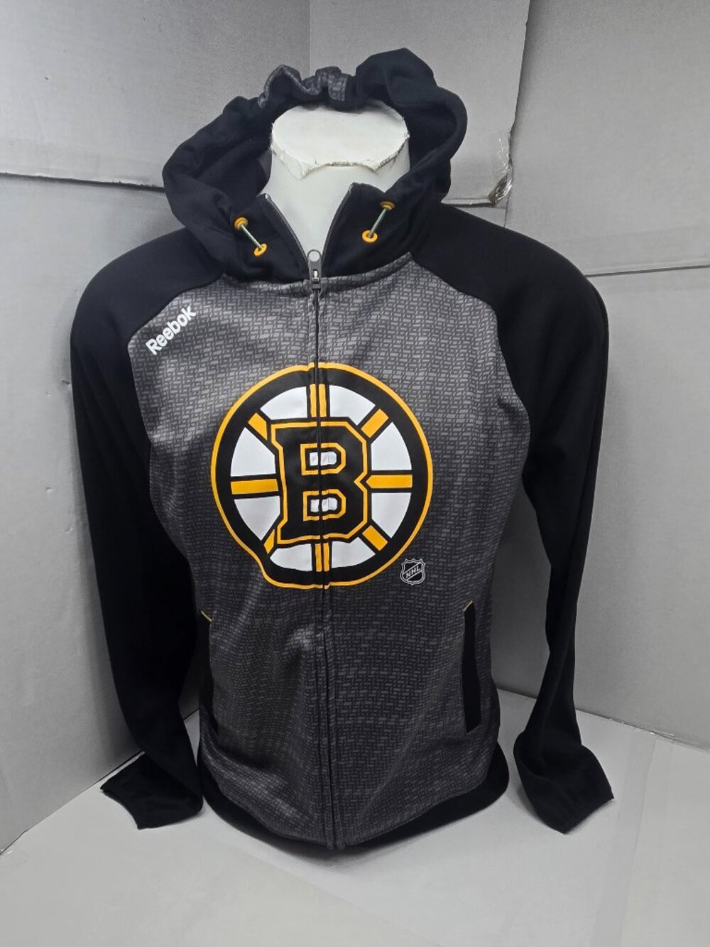 Reebok Boston Bruins Center Ice Full Zip Hoodie Men's S NHL